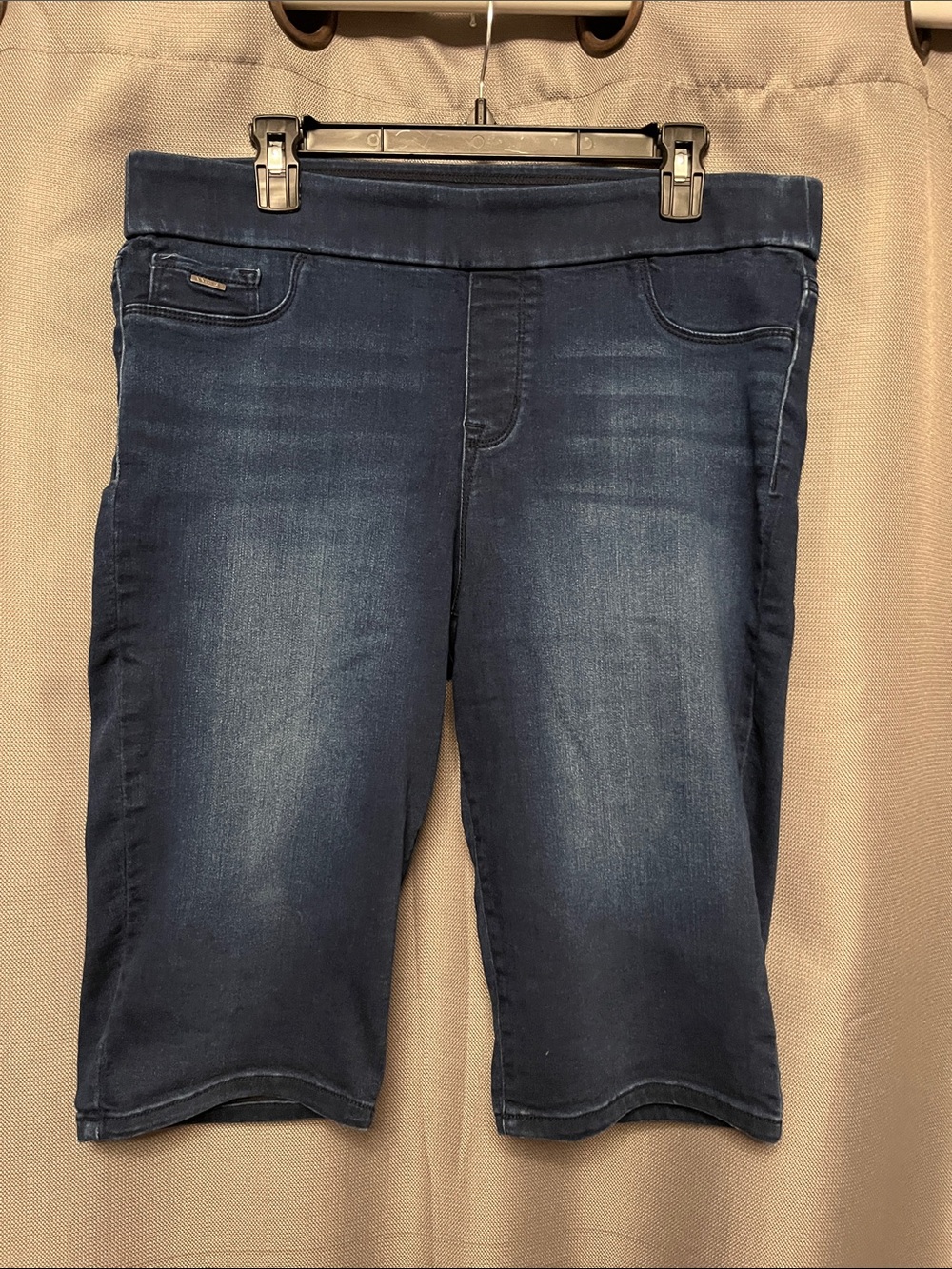 Nine West Dark Blue Stretch Denim Bermuda Shorts